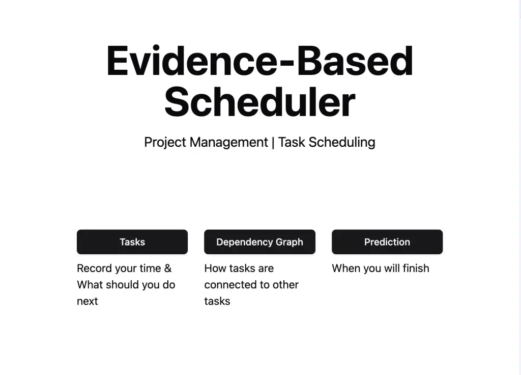 Evidence-Based Scheduler landing page