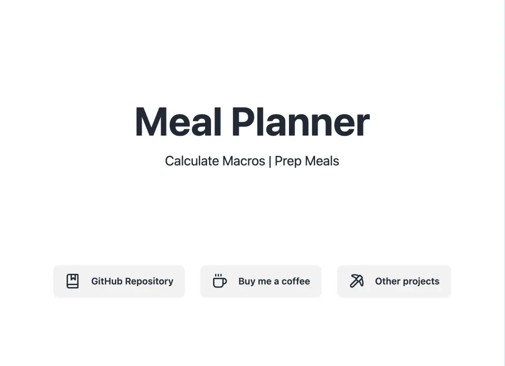 Meal Planner landing page